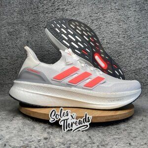Adidas UltraBoost 5X Men Size 11.5 Running White Solar Red Silver ID8818